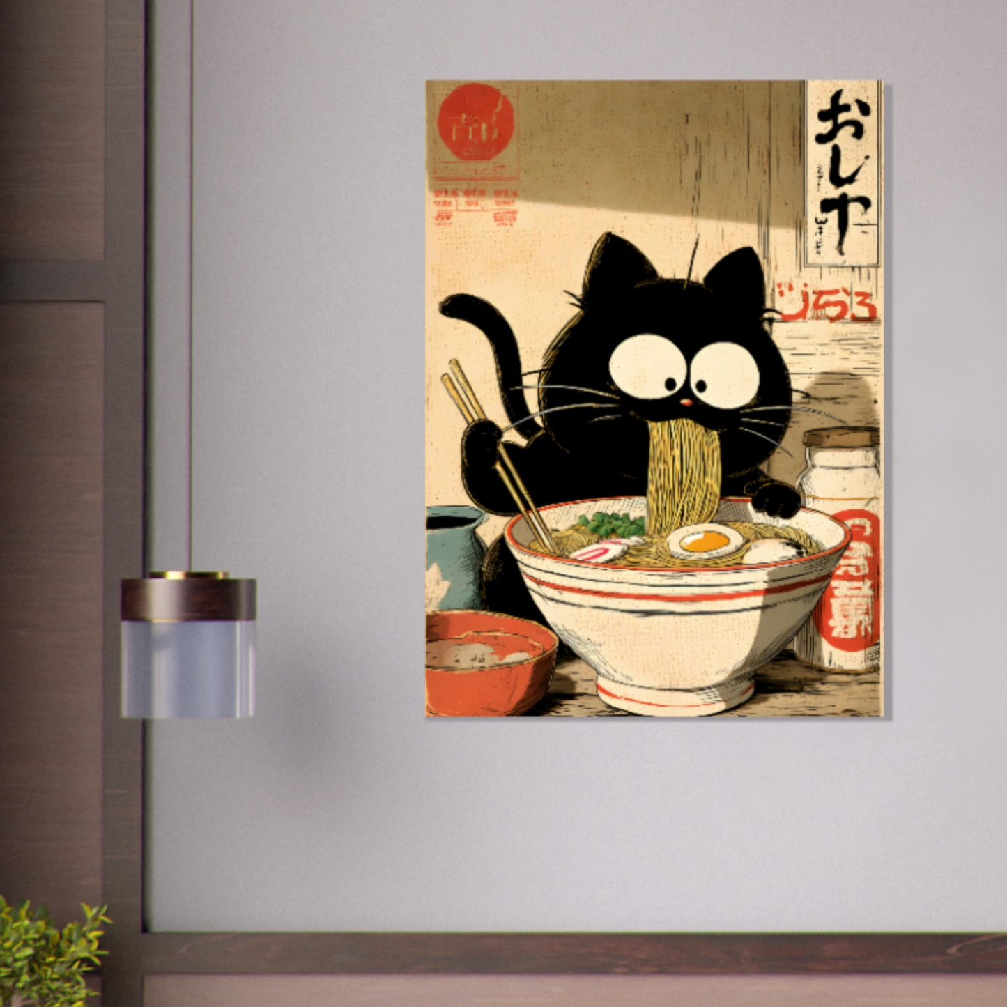 Rāmen no Neko (Die Ramen-Katze) - Wandkunst by Wall Poetry