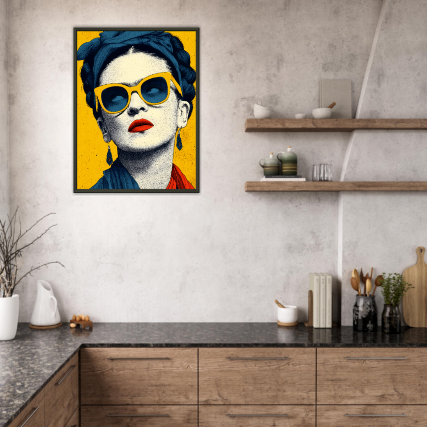Frida Kahlo - Ein Blick aus Gold - Wandkunst by Wall Poetry