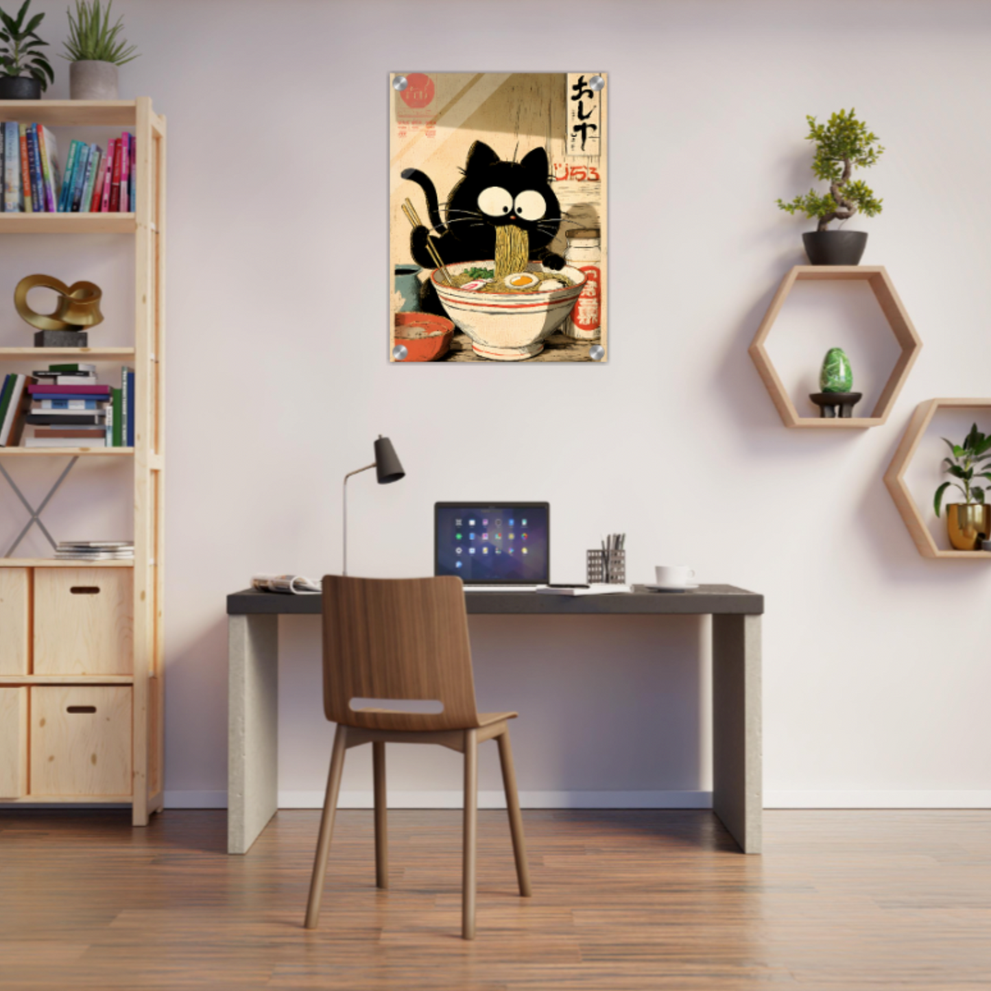Rāmen no Neko (Die Ramen-Katze) - Wandkunst by Wall Poetry