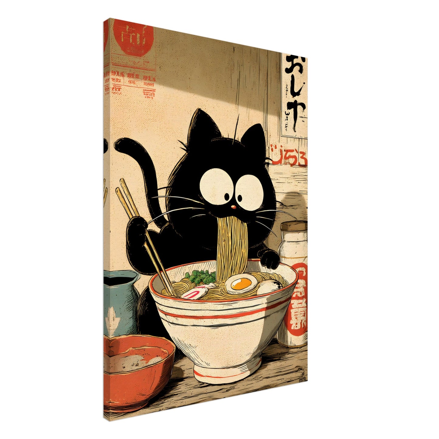 Rāmen no Neko (Die Ramen-Katze) - Wandkunst by Wall Poetry
