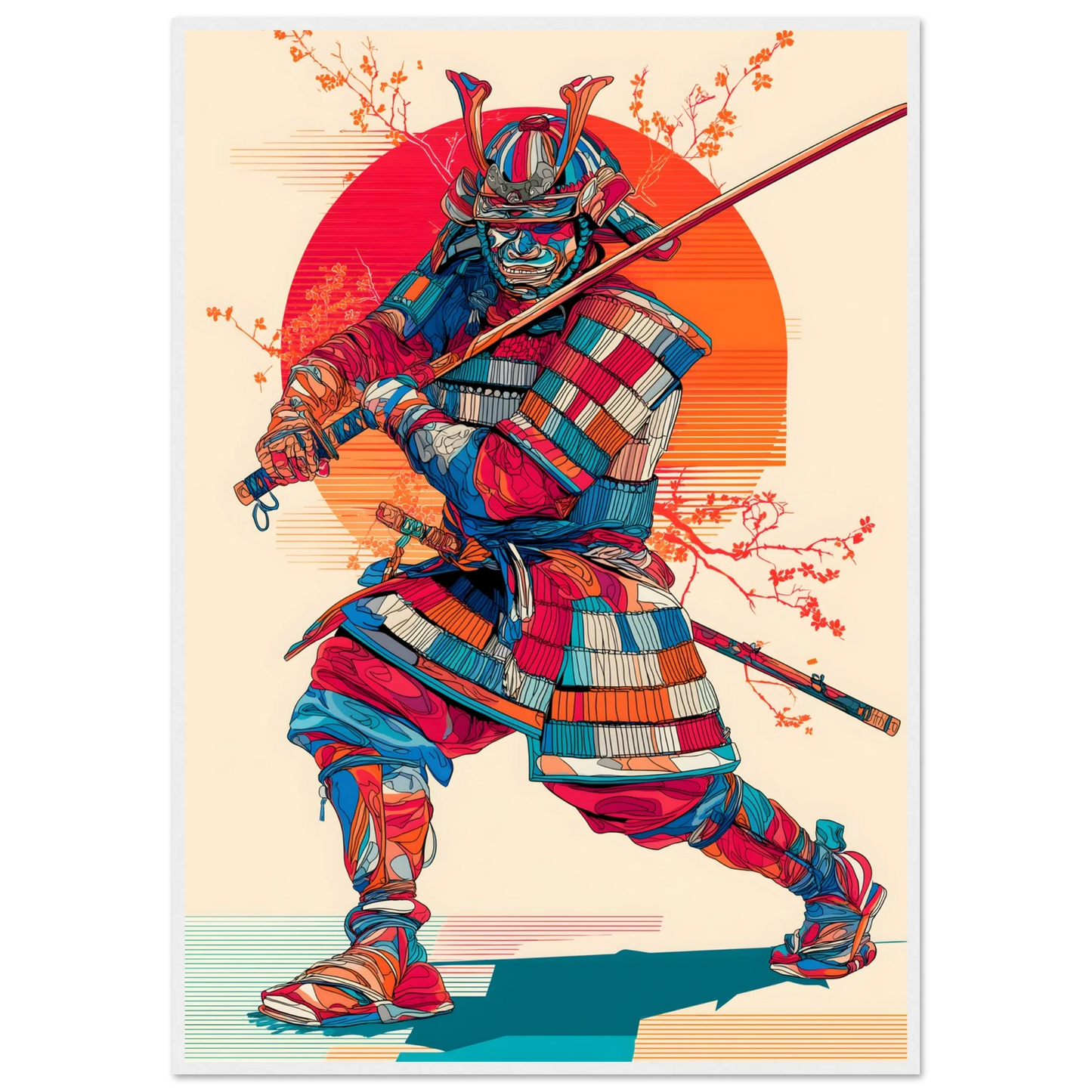 Hana no Kenshi (Schwertkämpfer der Blüte) - Wandkunst by Wall Poetry