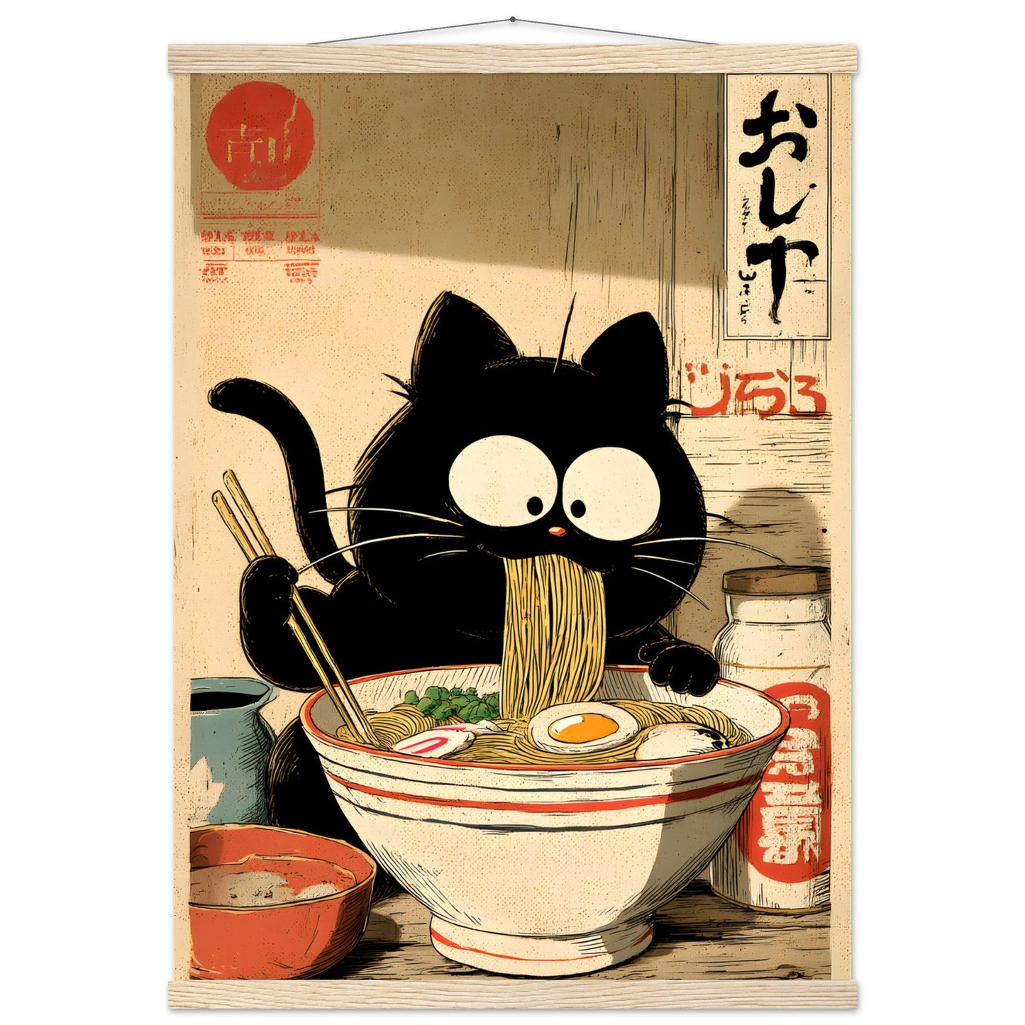 Rāmen no Neko (Die Ramen-Katze) - Wandkunst by Wall Poetry