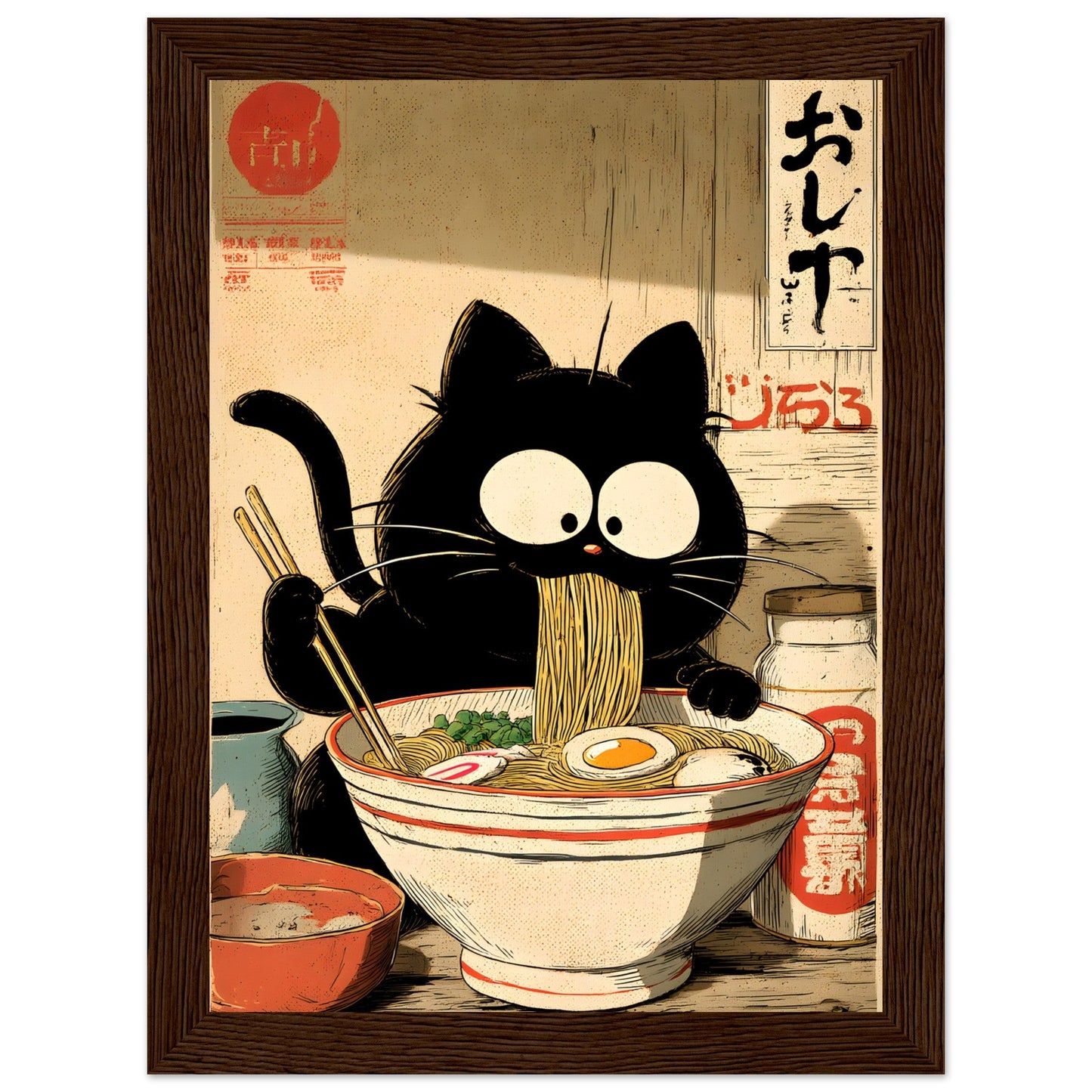 Rāmen no Neko (Die Ramen-Katze) - Wandkunst by Wall Poetry