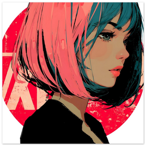 Haskino - Girl and Red Circle Leinwandbild