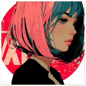 Haskino - Girl and Red Circle Leinwandbild