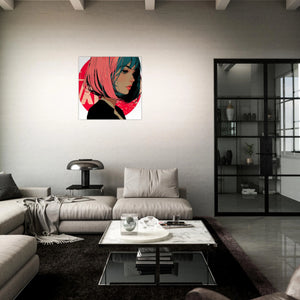Haskino - Girl and Red Circle Leinwandbild