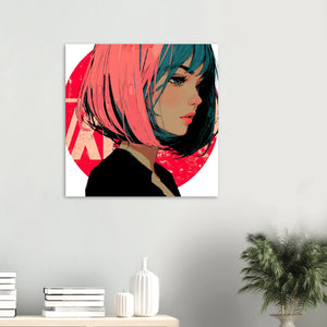 Haskino - Girl and Red Circle Leinwandbild